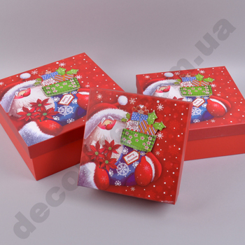 коробки новогодние "комплект м" Санта с подарками   (3шт)