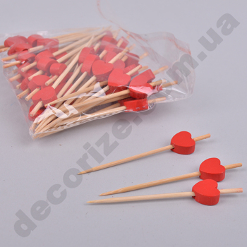 Шпажка с сердечками 7 см (50 шт)