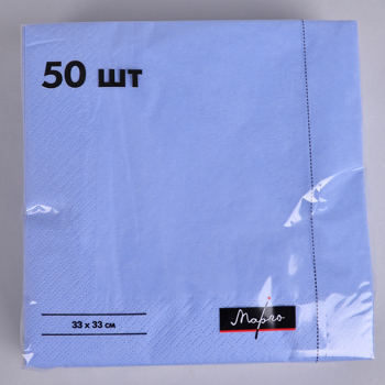 салфетки 33*33см однотонные голубые (50шт)