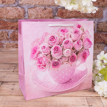 W1-43 пакет 23*23*10  "розы в чашке"