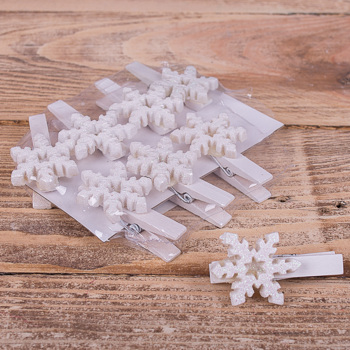 прищерки из керамики "белая снежинка"