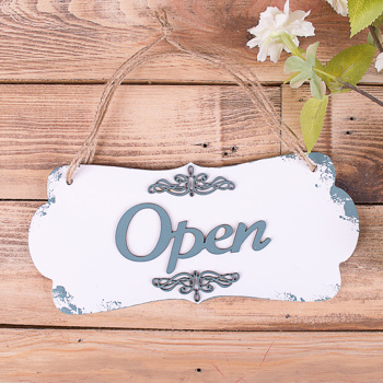 Табличка двухсторонняя "open closed" лазурная