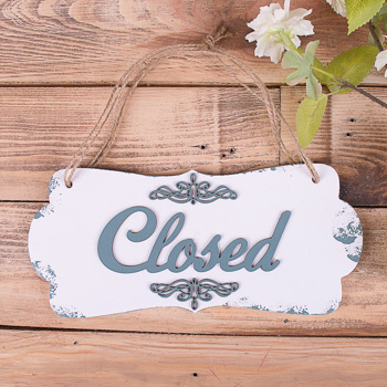 Табличка двухсторонняя "open closed" лазурная