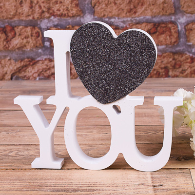 статуэтка "I love you" сердце с глиттера черное