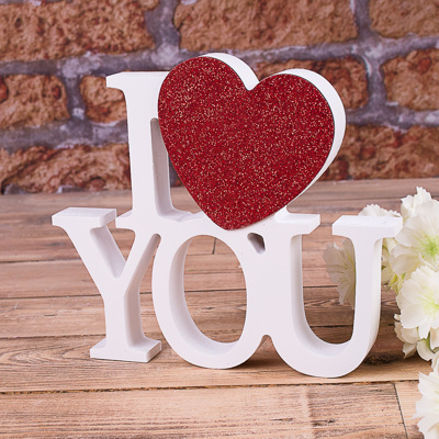 статуетка "I love you" серце з гліттером червоне