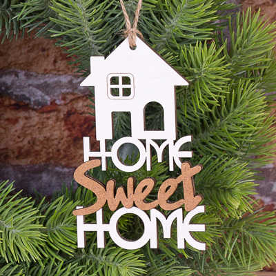 підвіска "home sweet home" біло- коричнева