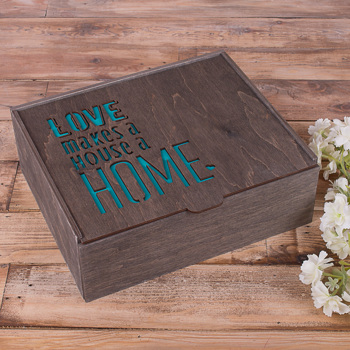 gift box деревянный ящик  "love makes home" коричневый