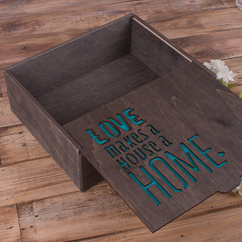 gift box деревянный ящик  "love makes home" коричневый