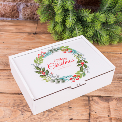 Коробка прямоугольная 23 см для подарка "merry christmas"