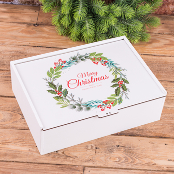 Коробка прямоугольная 29 см новогодняя "merry christmas"