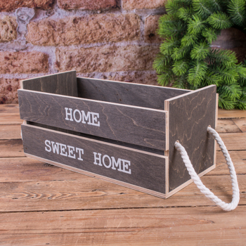 Ящик деревянный home sweet home серый