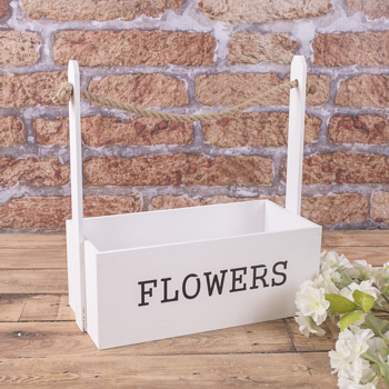 ящик деревянный "flowers" белый