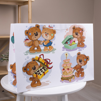 подарочный пакет 45*31*15 "мишки с пироженками"
