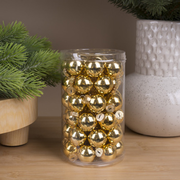 Новогодние шары стекло 2,5см  (48шт) gold shiny