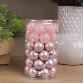 Новогодние шары стекло 2,5см  (48шт) pink assort