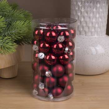 Новогодние шары стекло 2,5см  (48шт) dark red