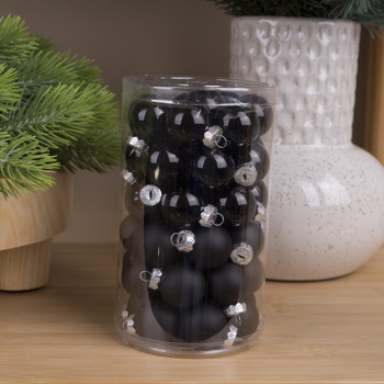 Новогодние шары стекло 2,5 см  (48 шт) black