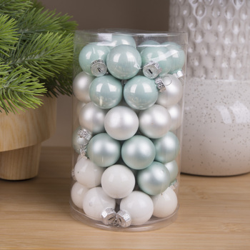 Новогодние шары стекло 2,5см (48шт) mint