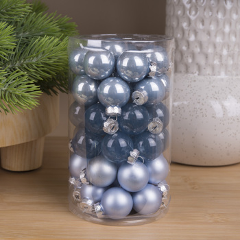 Новогодние шары стекло 2,5см (48шт) blue 2