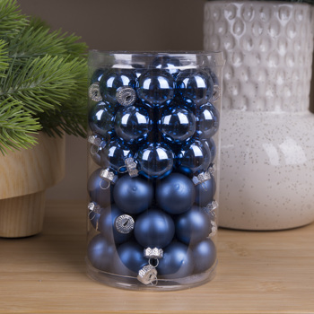 Новогодние шары стекло 2,5см (48шт) blue 