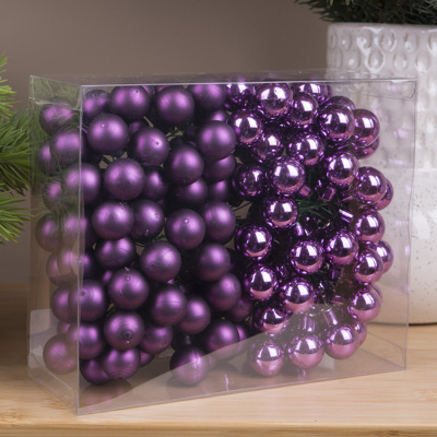 шарики на проволоке из стекла в коробке (2см) purple 2