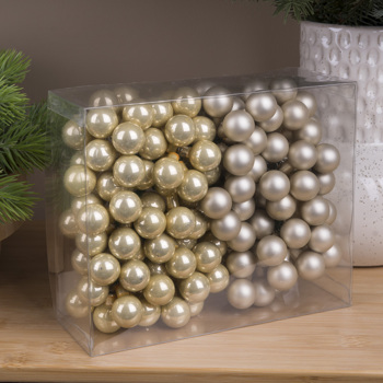 шарики на проволоке из стекла в коробке (2см) gold shamp
