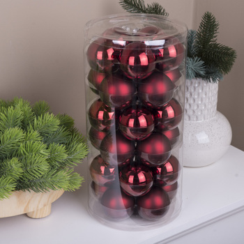 шары елочные из стекла 5,7см (набор 30шт) dark red