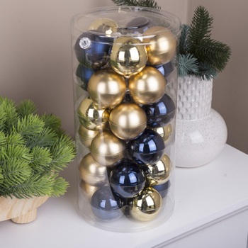 шары елочные из стекла 5,7см (набор 30шт) blue+gold