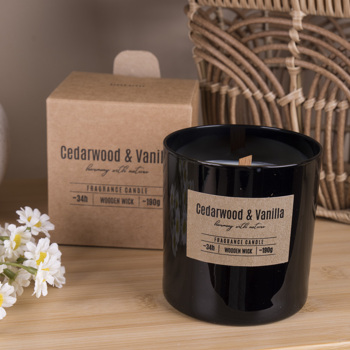 Арома свічка в склянці крафтова "cedarwood & vanilla"