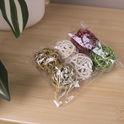 кульки ротанг набір 3 см з блискітками
