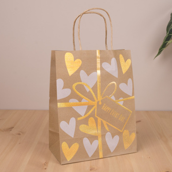 пакет крафт  микс "happy every day" 23*18*9  золото