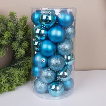 шары елочные (6см, набор 30шт) light blue