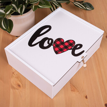 Коробка прямокутна 25 см деревяна напис love 