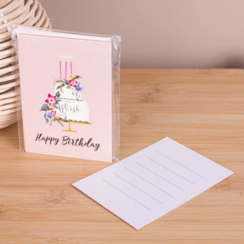 открытка мини поздравительная "Happy birthday" с тортом