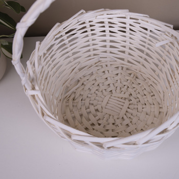 Корзина из лозы белая круглая