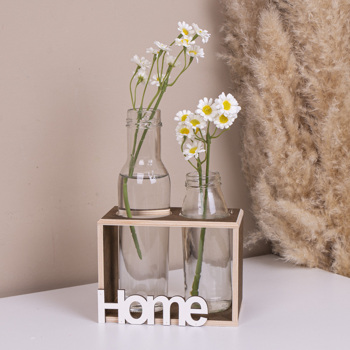 деревянная ваза на 2 бутылочки коричневая "HOME " деревянная ваза на 2 бутылочки коричневая "HOME "