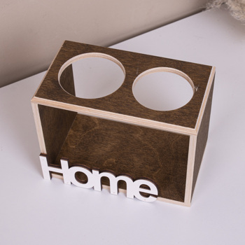 деревянная ваза на 2 бутылочки коричневая "HOME " деревянная ваза на 2 бутылочки коричневая "HOME "