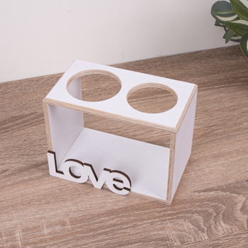 деревянная ваза  на 2 бутылочки  белая "LOVE  "