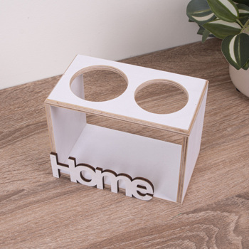 деревянная ваза на 2 бутылочки белая "HOME " деревянная ваза на 2 бутылочки белая "HOME "