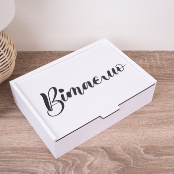 Коробка прямоугольная 23 см деревянная "Вітаємо" 