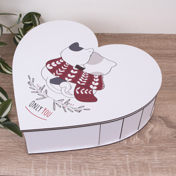 Коробка серце 31 см дерев'яна Котики Only You