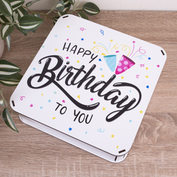 Коробка квадратная 24 см. "Happy birthday to you"