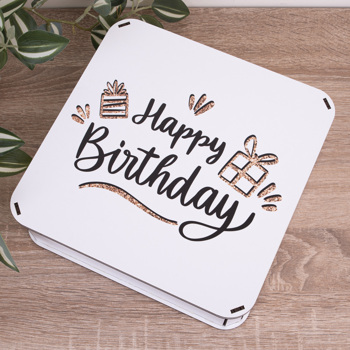 Коробка квадратная 24 см "Happy birthday" с подарками