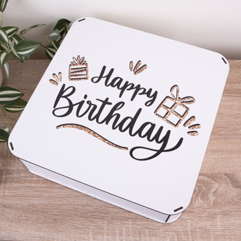 Коробка квадратная 32,5 см подарочная "Happy birthday"
