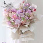 Пленка «Двухсторонняя Микс» бело-розовая 58*58см (20шт)