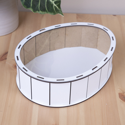 коробка 25см Киндер деревянная белая с прозрачной крышкой