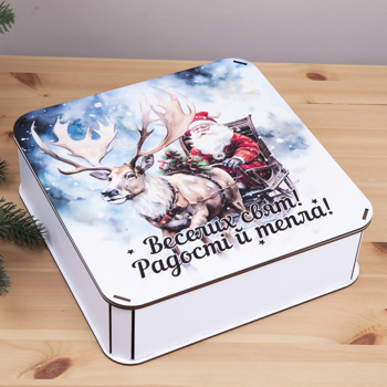 Коробка квадратная 27см - санта