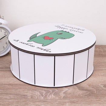 Коробка кругла 24 см з принтом "Динозаврик Ррррр"