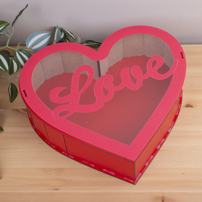 коробка сердце 31 см деревянная красная "love"