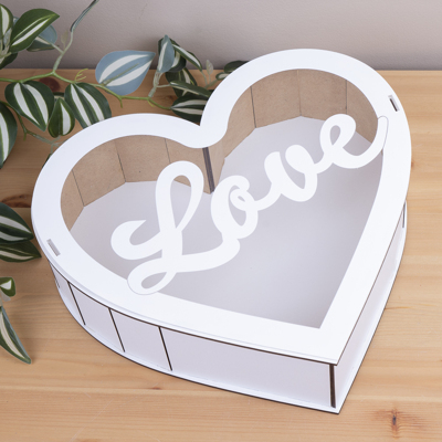 коробка серце 31 см дерев'яна біла "love"